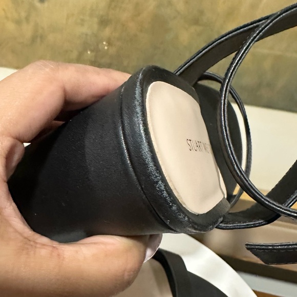 🌹STUART WEITZMAN🌹 Ave Strappy Wedge Sandals In Black Size: 7.5 - Picture 12 of 15